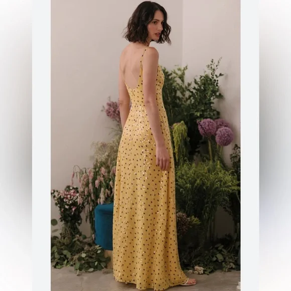 MHarriet Yellow Sequin Chiffon Gown By Sau Lee